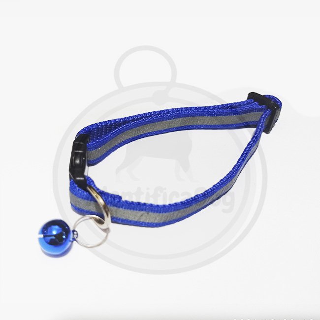 Collar de nylon reflectivo con cascabel - Azul