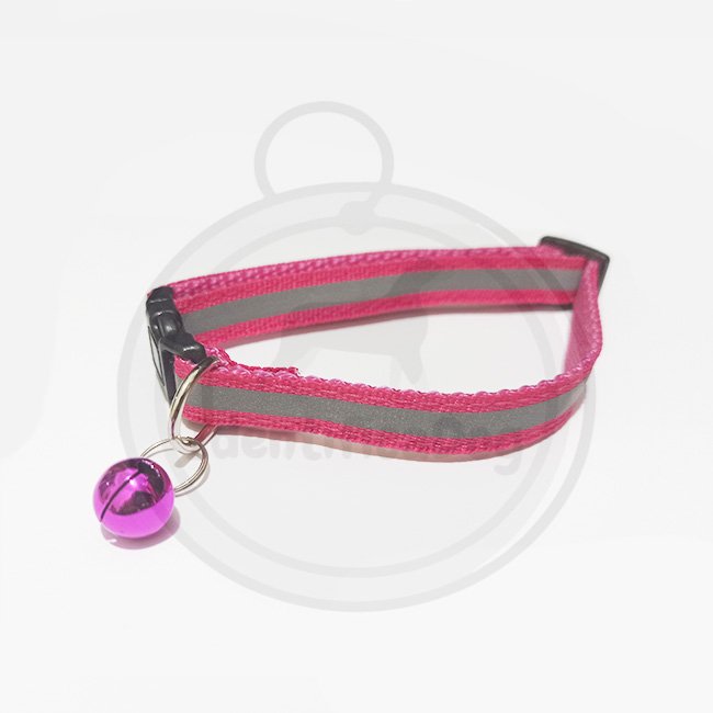 Collar de nylon reflectivo con cascabel - Fucsia