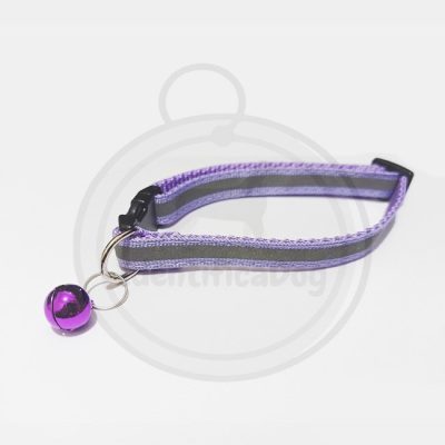 Collar de nylon reflectivo con cascabel - Lila