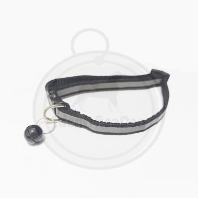 Collar de nylon reflectivo con cascabel - Negro