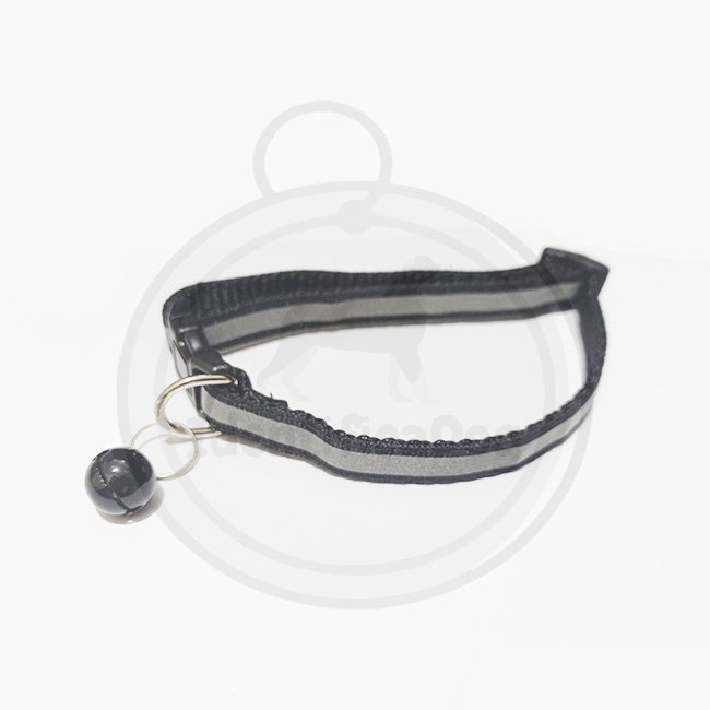 Collar de nylon reflectivo con cascabel - Negro