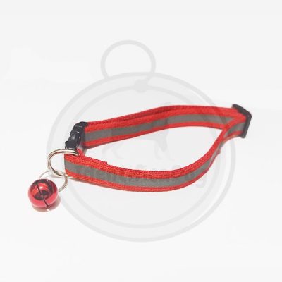 Collar de nylon reflectivo con cascabel - Rojo